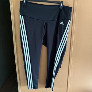 Adidas Womens 3X AEROREADY Tights Black/White New 7/8 Length Plus Workout  Pants